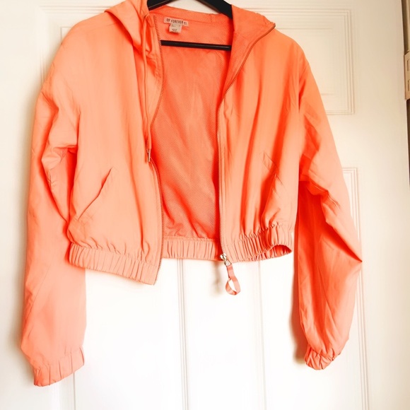 Forever 21 Xsmall Cropped running windbreaker jacket peach coral pastel - Picture 5 of 6